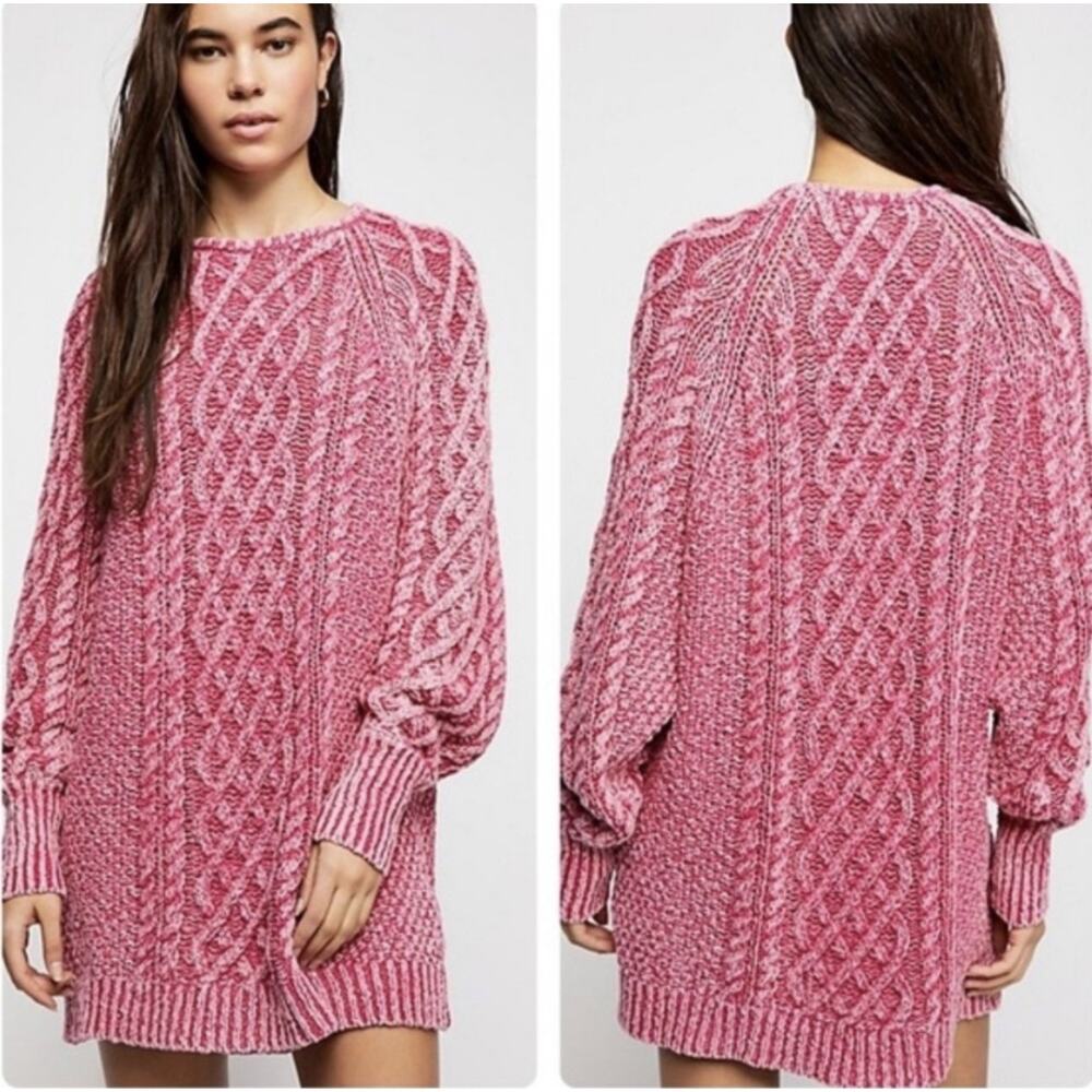 Free People “ On A Boat” Sweater Dress Pink S Small